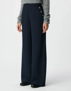 Pantalon droit marine flanelle Femme