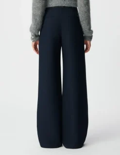 Pantalon droit marine flanelle Femme