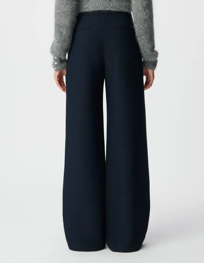 Pantalon droit marine flanelle Femme