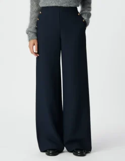 Pantalon droit marine flanelle Femme