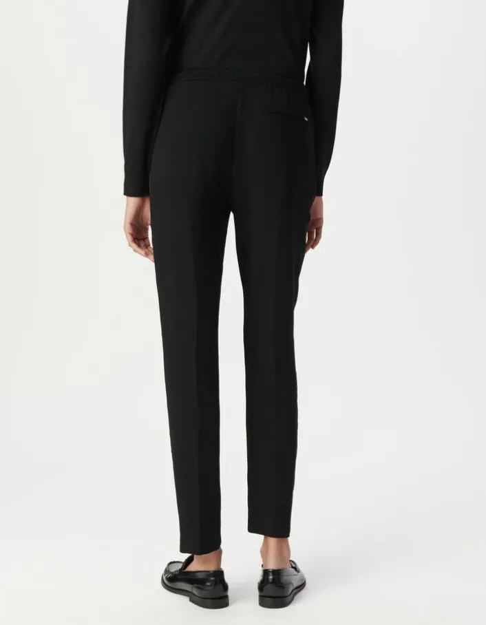 Pantalon droit noir ceinture élastiquée Femme