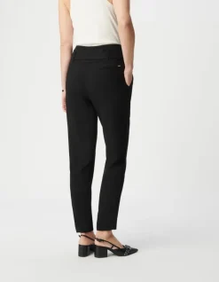 Pantalon droit noir taille haute ceinturée Femme