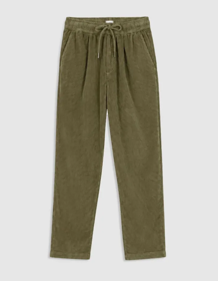 Pantalon jogg kaki velours côtelé Homme