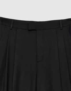 Pantalon noir cropped à revers Femme