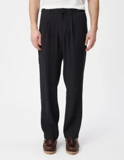 Pantalon noir tissu plissé Homme