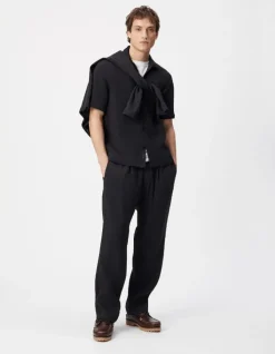 Pantalon noir tissu plissé Homme