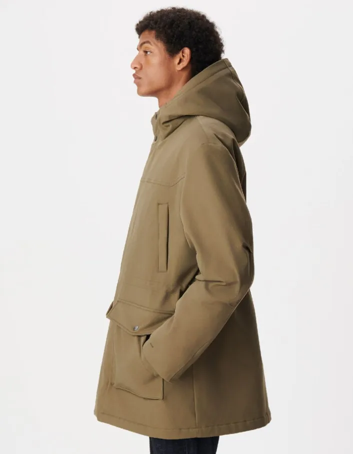 Parka à capuche kaki doublure carreaux Homme
