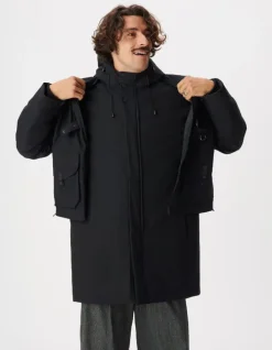 Parka 2-en-1 noire WATERPROOF et gilet sans manches Homme