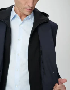 Parka marine parementure capuche amovible Homme