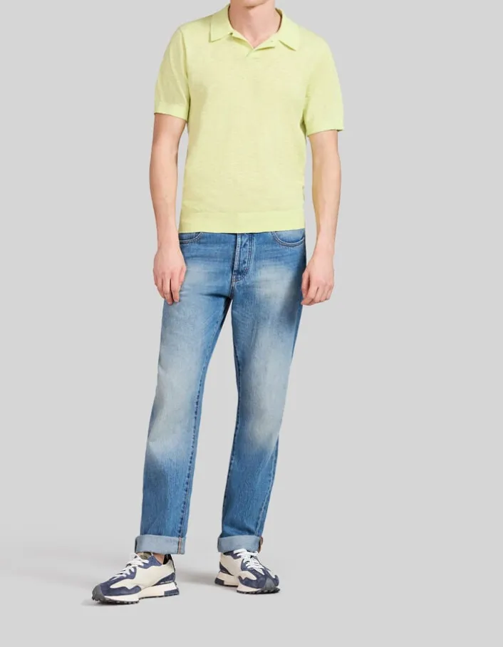 Polo anis tricot léger Homme