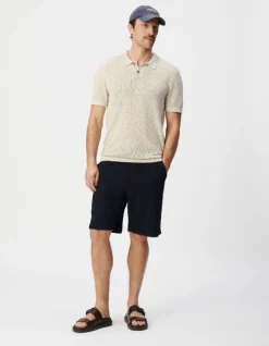 Polo beige tricot ajouré fantaisie Homme