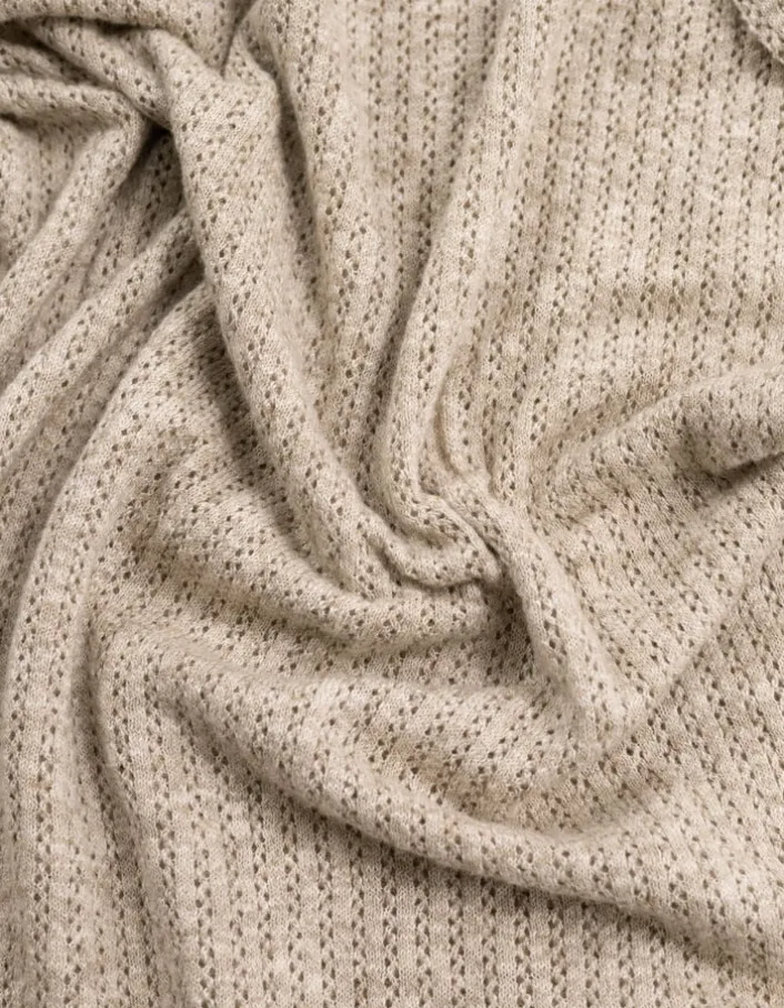 Polo beige tricot ajouré fantaisie Homme