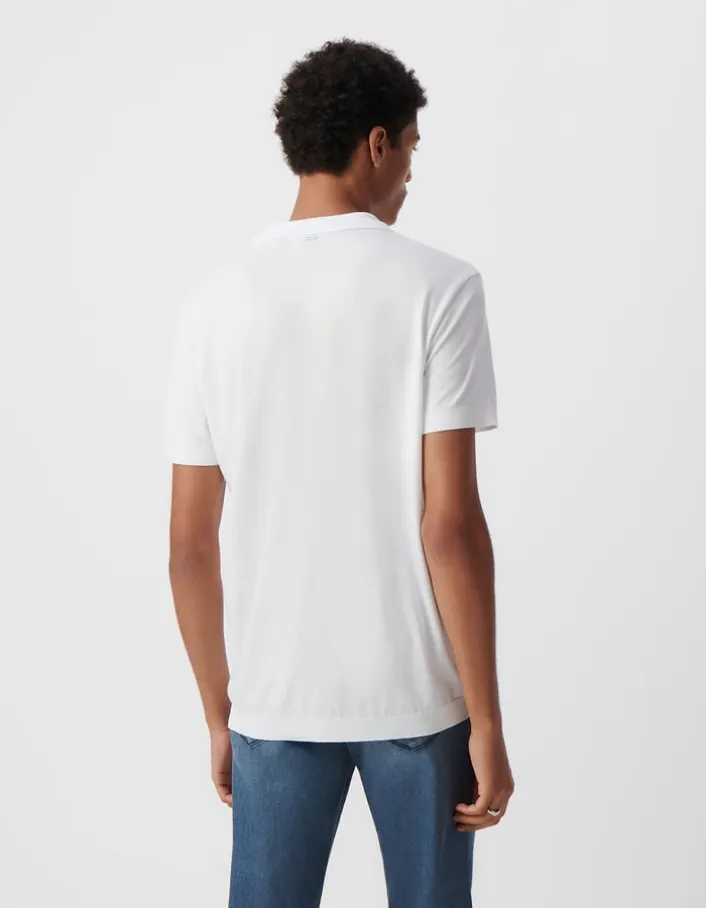 Polo blanc en coton modal Homme