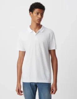 Polo blanc en coton modal Homme