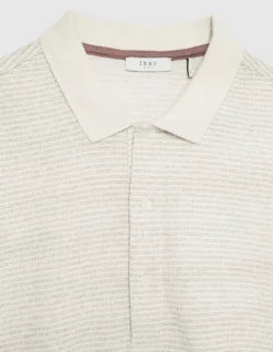 Polo manches courtes beige fines rayures Homme