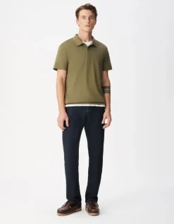 Polo manches courtes kaki coton modal Homme