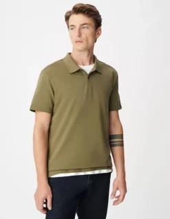 Polo manches courtes kaki coton modal Homme
