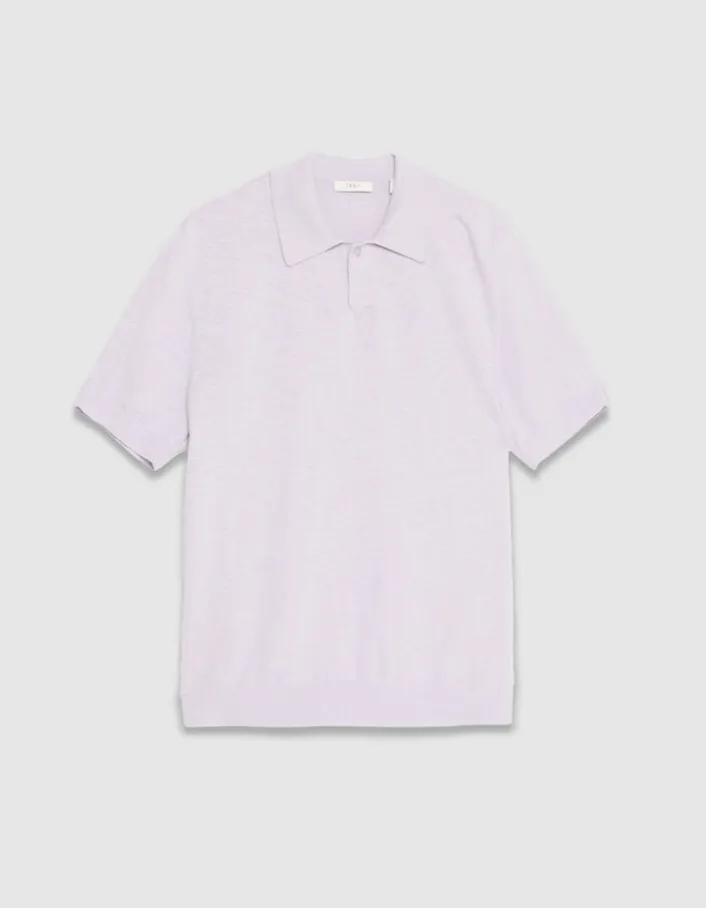 Polo manches courtes lilas maille flammée Homme