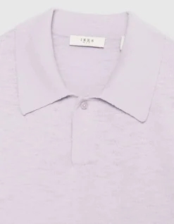 Polo manches courtes lilas maille flammée Homme