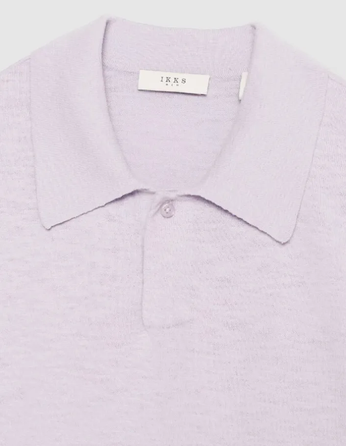 Polo manches courtes lilas maille flammée Homme