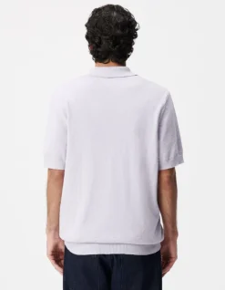 Polo manches courtes lilas maille flammée Homme