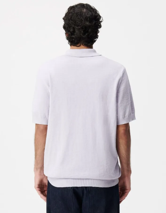 Polo manches courtes lilas maille flammée Homme