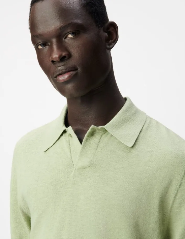 Polo manches courtes vert maille flammée Homme
