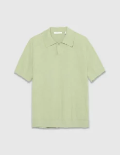Polo manches courtes vert maille flammée Homme