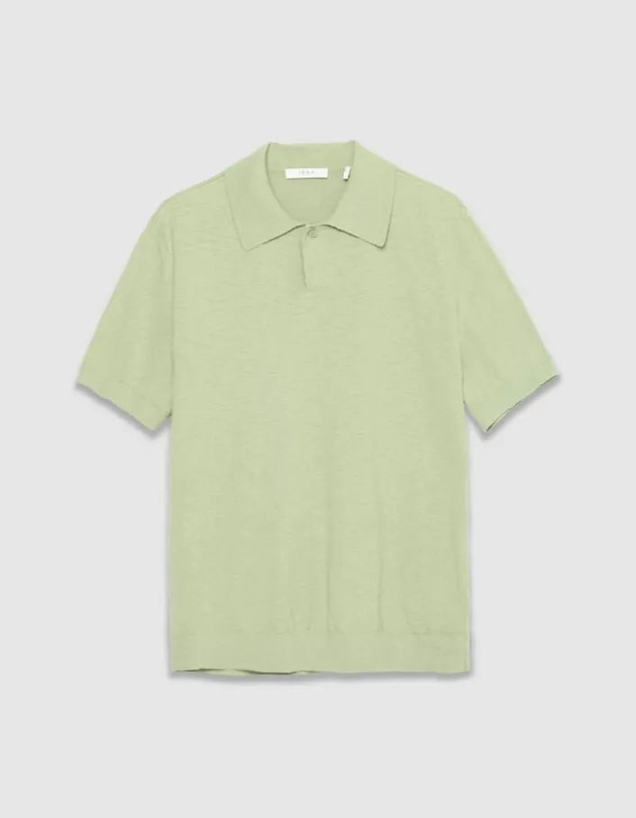 Polo manches courtes vert maille flammée Homme