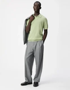 Polo manches courtes vert maille flammée Homme