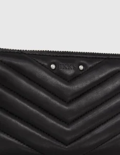 Portefeuille 1440 Compagnon noir cuir matelassé Femme