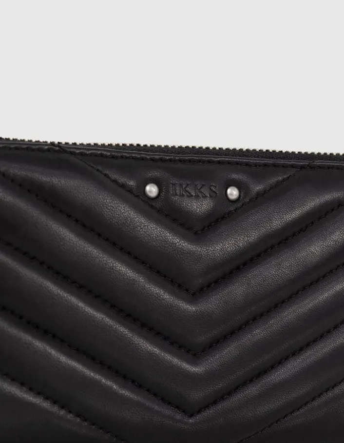 Portefeuille 1440 Compagnon noir cuir matelassé Femme