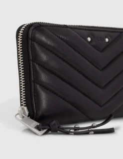 Portefeuille 1440 Compagnon noir cuir matelassé Femme
