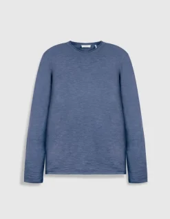 Pull bleu tricot flammé Homme