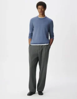 Pull bleu tricot flammé Homme