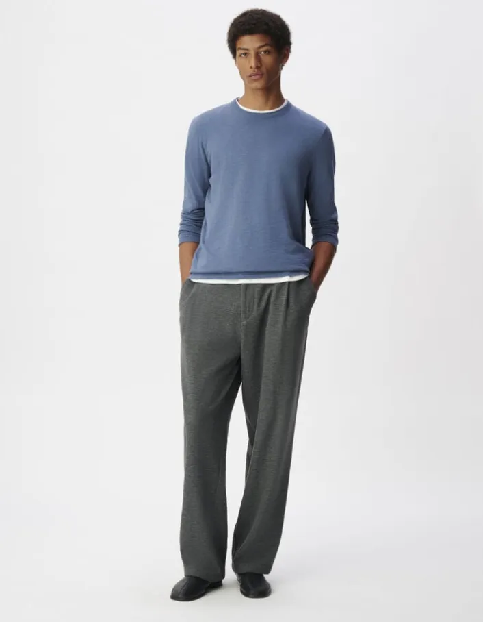 Pull bleu tricot flammé Homme