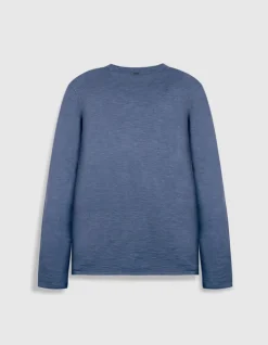 Pull bleu tricot flammé Homme
