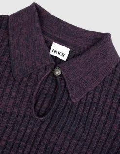 Pull bordeaux et noir tricot mouliné goutte devant Femme