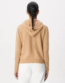 Pull à capuche marron tricot 100% cachemire Femme