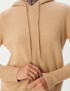 Pull à capuche marron tricot 100% cachemire Femme