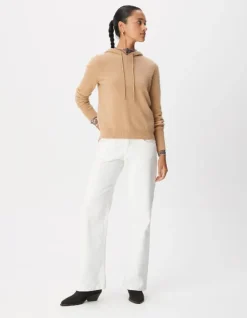 Pull à capuche marron tricot 100% cachemire Femme