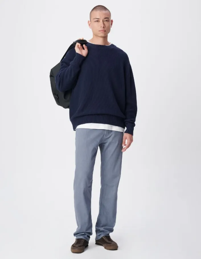 Pull col bateau marine tricot nid d'abeille Homme
