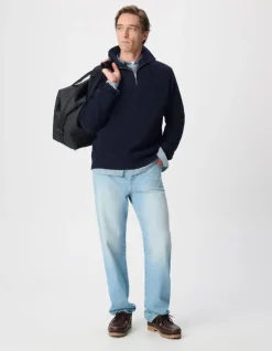 Pull col camionneur marine tricot côtelé Homme