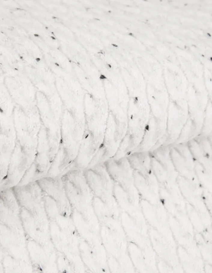 Pull col rond blanc chiné tricot avec torsades Homme