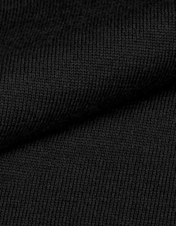 Pull col rond noir tricot 100% laine Homme