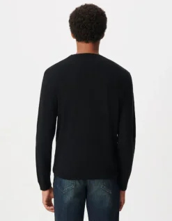 Pull col rond noir tricot 100% laine Homme