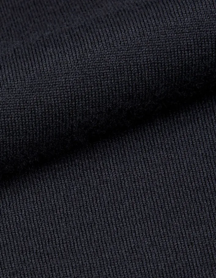 Pull col roulé noir tricot 100% laine Femme