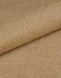 Pull col V beige tricot 100% laine Homme