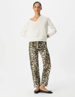 Pull encolure V blanc 100% laine Femme