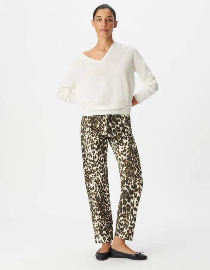 Pull encolure V blanc 100% laine Femme
